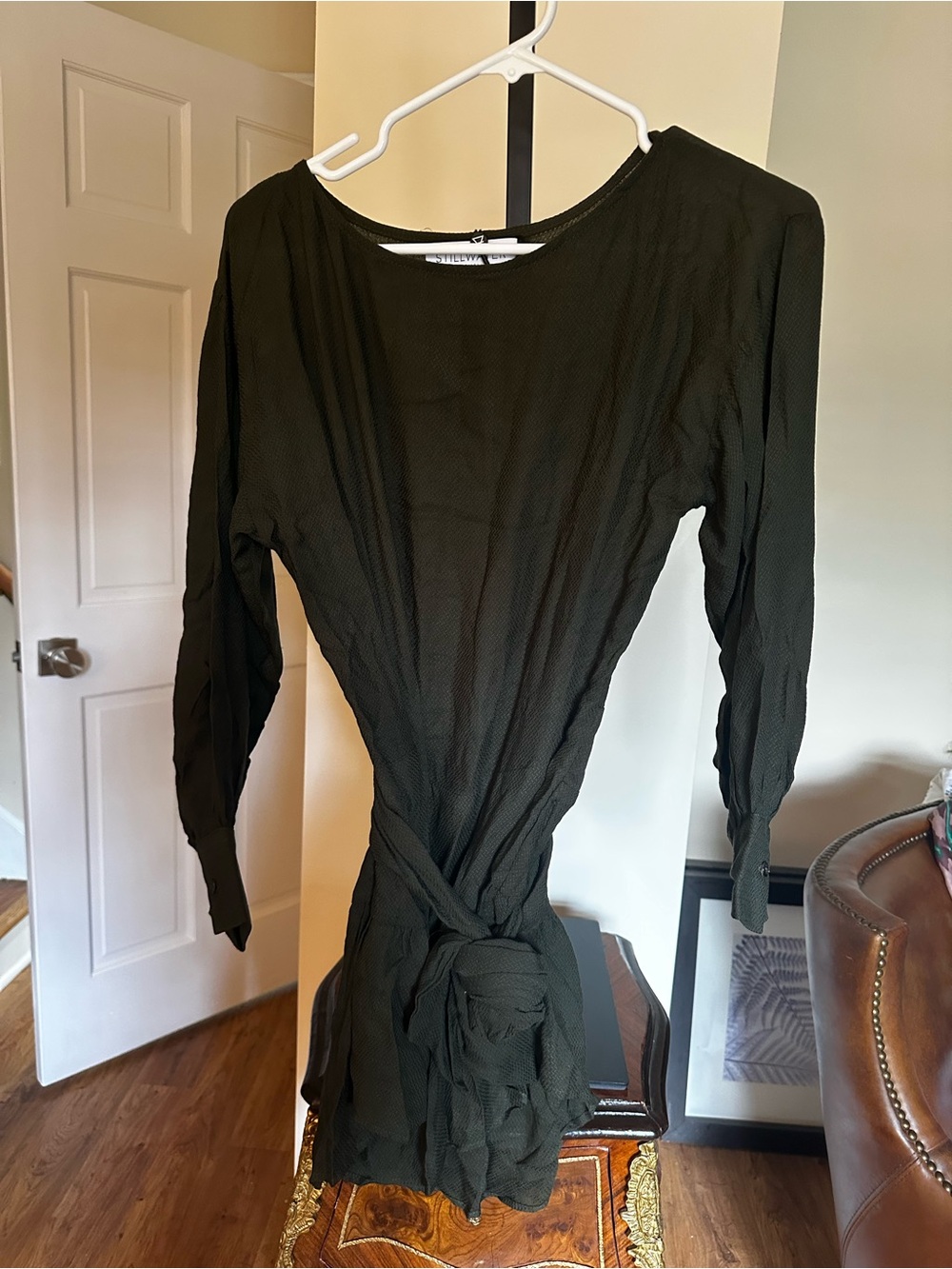 Stillwater Olive Green Tie Front Mini Dress NWT XS